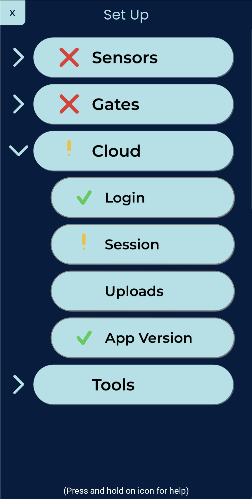 Nimbus setup screen