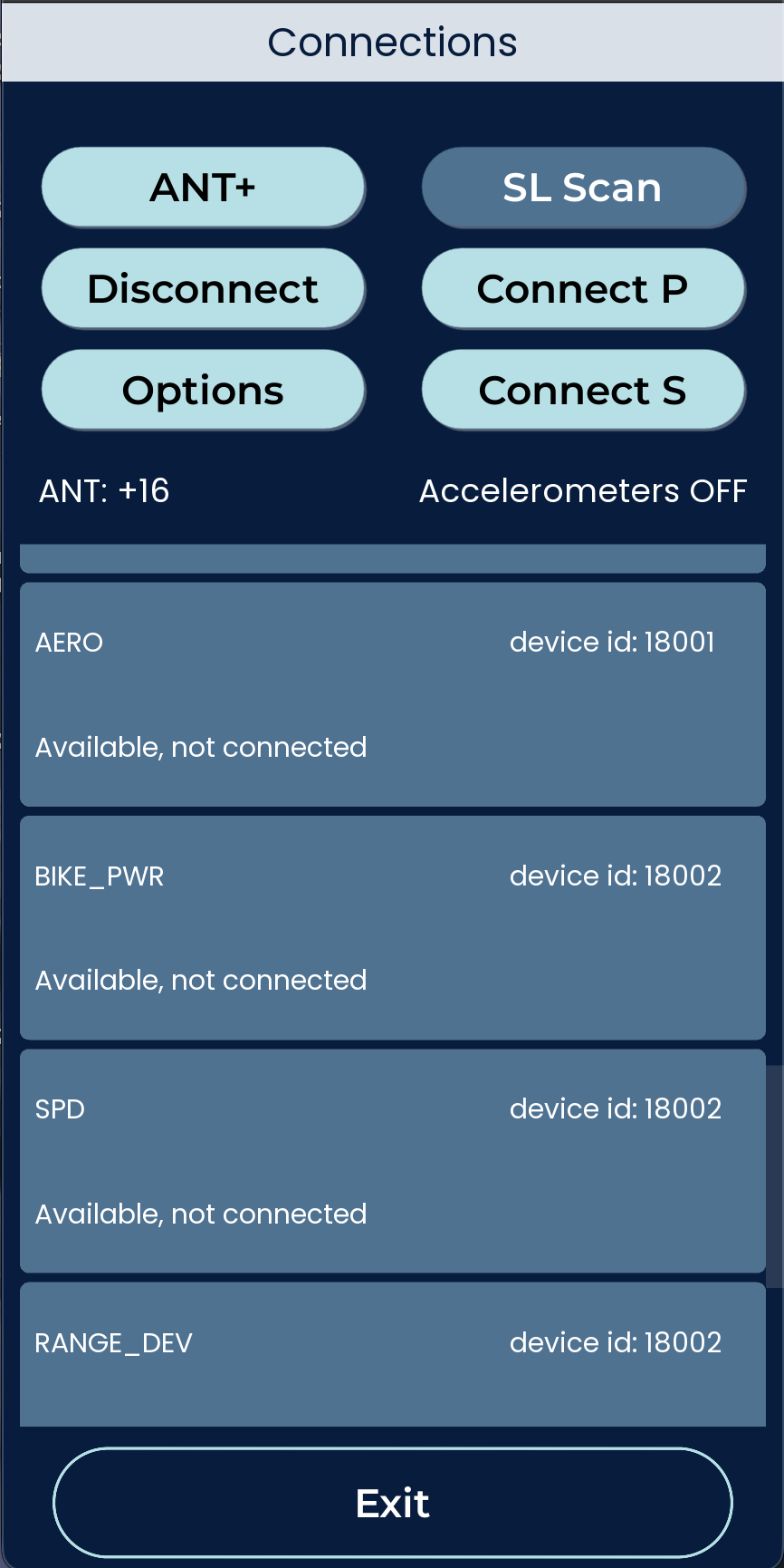 Nimbus SL scan screen