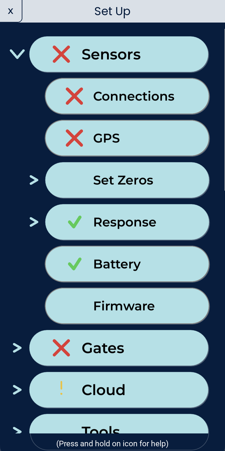 Nimbus connections screen