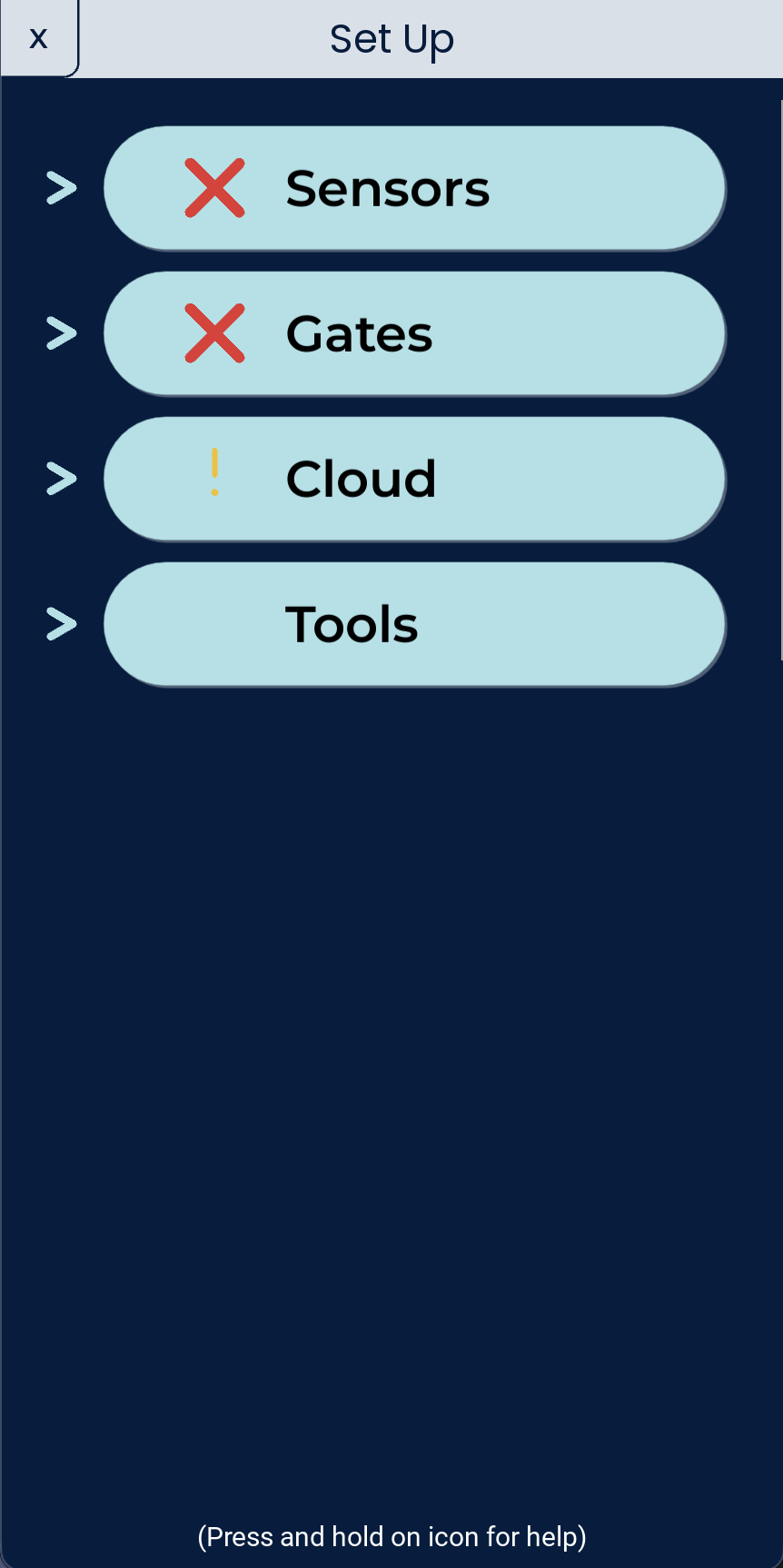 Nimbus setup screen